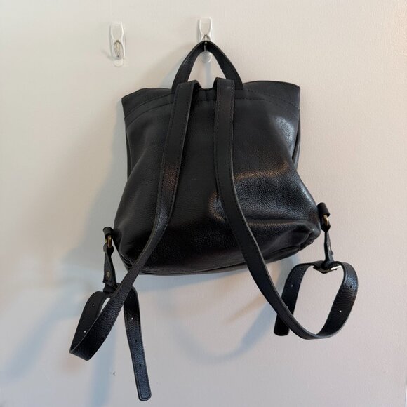 Portland Leather Goods Classic Leather Tote Backpack (Pebbled Black) main image 5